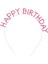 Pembe Renk Kristal Taşlı Gold Renk Kaplama Happy Birthday Taç 16X17 cm 1