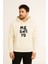 Futbolcu Messi Baskılı Erkek Ekru Kapüşonlu Sweatshirt Hoodie 1
