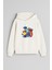 Tren Baskılı Ekru Kız Erkek Çocuk Kapüşonlu Sweatshirt 1
