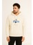 Futbolcu Messi Baskılı Erkek Ekru Kapüşonlu Sweatshirt Hoodie 1