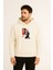 Lionel Messi Baskılı Erkek Ekru Kapüşonlu Sweatshirt Hoodie 1