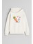 Sevimli Tavşan Baskılı Ekru Kız Erkek Çocuk Kapüşonlu Sweatshirt 1