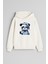 Uykulu Panda Baskılı Ekru Kız Erkek Çocuk Kapüşonlu Sweatshirt 1