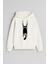 Siyah Kedi Baskılı Ekru Kız Erkek Çocuk Kapüşonlu Sweatshirt 1