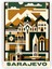 Sarajevo Saraybosna Bosna Hersek Ahşap Poster 20X29 cm 1