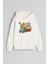 Hayvan Treni Baskılı Ekru Kız Erkek Çocuk Kapüşonlu Sweatshirt 1