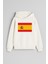 Ispanya Bayrağı Baskılı Ekru Kız Erkek Çocuk Kapüşonlu Sweatshirt 1
