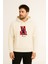 Futbolcu Yamal Baskılı Erkek Ekru Kapüşonlu Sweatshirt Hoodie 1