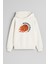 Basketbol Topu Baskılı Ekru Kız Erkek Çocuk Kapüşonlu Sweatshirt 1