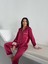 Bordo Saten Uzun Pijama Takımı 4