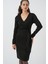 Kadın BDART V Yaka Bağcıklı Dar Midi Elbise Black 4