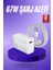 Sepetim Beyaz Ultra Plus Hızlı Şarj Seti Şarj Adaptörü ve Kablosu 67W 2