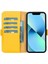 Apple iPhone 13 Uyumlu Deri Cüzdanlı Kılıf Limon Sarı 1