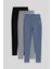 Slim Fit 3lü Paket Siyah-Gri Melanj-Petrol Kadın Tayt - 94011 1