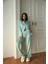 Kadın Su Yeşili Saten Uzun Pijama Takımı 1