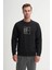 Siyah Erkek Dynamic Regular Fit Pamuk Karışımlı Baskılı Scuba Sweatshirt 1
