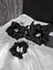3'lü Lüks Kadın Saten Toka - Sonsuz Siyah - Lastik Model Scrunchie 1