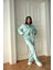 Kadın Su Yeşili Saten Uzun Pijama Takımı 5