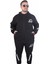 Büyük Beden Double Face Eşofman Takım M.g TK25611 Sıyah 1