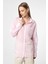 Pembe Relax Fit Çizgili Uzun Kollu Kadın Gömlek 2
