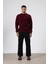 Bisiklet Yaka Oversize Triko Kazak Bordo 1