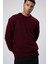 Bisiklet Yaka Oversize Triko Kazak Bordo 5