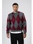 Baklava Desenli Oversize Kazak Bordo 2