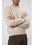 Oversize Yumuşak Dokulu Bisiklet Yaka Kazak Bej 2