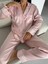 Pudra Pembe Saten Uzun Pijama Takımı 1