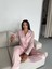 Pudra Pembe Saten Uzun Pijama Takımı 5