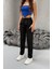 Kadın Yüksek Bel Havuç Model Beli Lastikli Dar Paça Pantolon 3