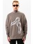 Erkek Vizon Sweatshirt Oversize Pamuklu Baskı Detaylı 2