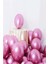Aynalı Parlak Krom Pembe Renk Balon Balon 8 Adet 2