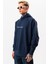 Erkek Lacivert Sweatshirt Oversize Kapüşonlu Baskılı Yumusaçık Kumaşlı 4