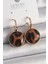 Pirinç Gold Renk Leopar Desenli Daire Model Kadın Küpe - TJ-BKP9877 1