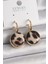 Pirinç Gold Renk Leopar Desenli Daire Model Kadın Küpe - TJ-BKP9878 1