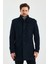 Erkek Slim Fit Lacivert Kaşe Kaban 3