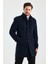 Erkek Slim Fit Lacivert Kaşe Kaban 5
