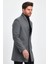 Erkek Slim Fit Kapalı Gri Kaşe Kaban 5