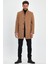 Erkek Slim Fit Kahverengi Kaşe Kaban 1