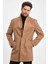 Erkek Slim Fit Kahverengi Kaşe Kaban 2