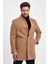 Erkek Slim Fit Kahverengi Kaşe Kaban 6