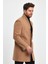 Erkek Slim Fit Kahverengi Kaşe Kaban 7