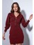 Bordo Metal Düğme Kadın Triko Hırka 1