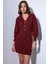 Bordo Metal Düğme Kadın Triko Hırka 3