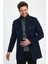 Erkek Slim Fit Lacivert Kaşe Kaban 4