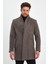 Erkek Slim Fit Şal Yaka Vizon Kaşe Kaban 5
