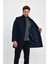 Erkek Slim Fit Lacivert Kaşe Kaban 2