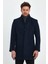 Erkek Slim Fit Lacivert Kaşe Kaban 3