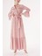 Çizgili Beli Lastikli Büzgülü Uzun Elbise 94541 1